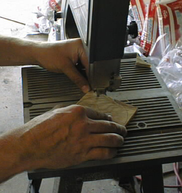 Rough cutting the part on a band saw