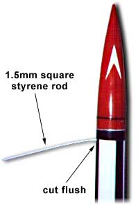 Figure 1 - Rocket with shear pin stock inserted, ready for flush cut